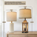 20.25'' Ceramic Table Lamps Set of 2 Small Farmhouse Bedside lamp Creamy White Modern Nightstand End Table Lamps for Living Room Bedroom Study Office