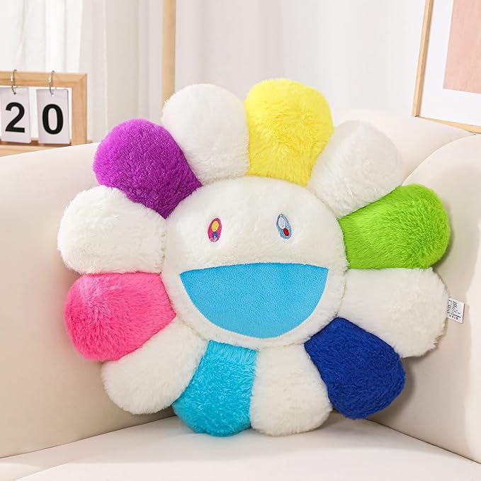 Flower Pillow, Daisy Shaped Throw Pillow, Flower Face Floor Cushions Floor Pillow, Colorful Sunflower Plush Pillow, Cute Room Decor Decorative Pillows for Sofa Bedroom Car (60CM/23.6in)