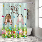 Vandarllin Spring Easter Shower Curtain, Funny Bunny Tails Rabbit Shower Curtains Set with Hooks, Floral Farmhouse Waterproof Fabric Bathroom Curtains Decor Home Accessories, Stall Long 54 X 78 Inch