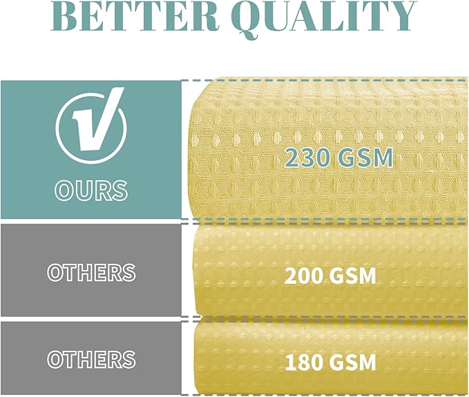 Yellow No Hook Waffle Weave Shower Curtain with snap-in Liner Replacement, 230GSM Waterproof Fabric Hotel Shower Curtain Set for Bathroom, Through Mesh Top Window,71Wx74H