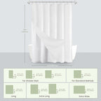 Inhousolu Boho Farmhouse Shower Curtain with Fabric Liner Set, Faux Linen Textured, 12 Metal Hooks Luxury Weighted Hem, Washable Wrinkle Free Bath Curtain for Hotel Bathroom 54" W x 78" L White