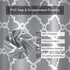 WELTRXE Moroccan Fabric Shower Curtain with Hooks, Waterproof Polyester Geometric Pattern Bathroom Curtains, Machine Washable, 72 x 72 inches, Gray
