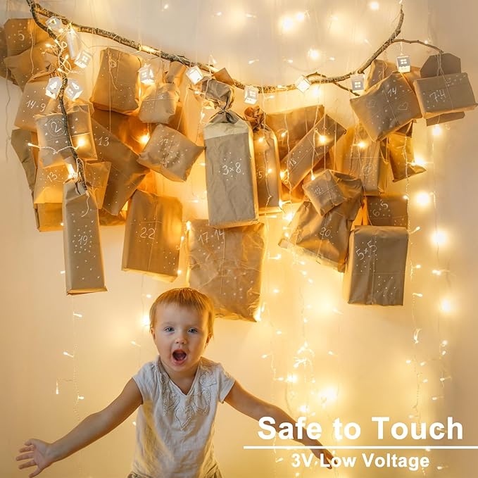 66Ft 200 LED String Lights Battery Operated, 12 Modes Christmas String Lights with Remote Timer Fairy Twinkle Lights for Indoor Outdoor Wedding Party Tree Decor(Multicolor)