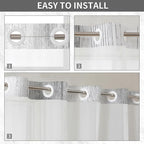 Muuyi Grey Watercolor Floral Shower Curtain,No Hook Shower Curtain,Polyester Shower Curtains with Snap in Fabric,Sheer Top Window for Bathroom Decor,Waterproof & Washable,72W x 75L Inch