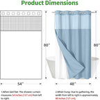 Stall No Hooks Needed Linen Textured Shower Curtain with Snap-in Fabric Liner Set,Hotel Luxury Decor Farmhouse Shower Curtains for Bathroom,Waterproof & Washable,54Wx80H,Fog Blue
