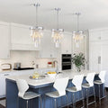 3 Pack Chrome Crystal Pendant Light, Modern 3 Tiers K9 Crystal Chandelier Mini Ceiling Pendant Light Fixture for Kitchen Island Dining Room Hallway Bedroom Closet