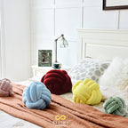 Sioloc Soft Knot Ball Pillows,Round Throw Pillow Cushion Home Decoration Plush Pillow,Throw Knotted Pillow Handmade Round Plush Pillow（10.6inches,Burgundy）