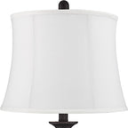 Regency Hill Ben Rustic Farmhouse Traditional Table Lamps 25" Tall Set of 2 Dark Bronze Metal Candlestick White Softback Drum Shade for Bedroom Living Room House Bedside Nightstand Office
