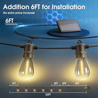 KYY 33(27+6) FT Solar String Lights Outdoor with Remote, Waterproof and Shatterproof Solar Patio with LED Vintage Plastic Edison Bulbs, Heavy-Duty and UL Listed Porch Market Lights
