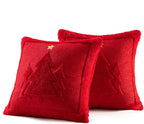 MIULEE Christmas Trees Pillow Covers Set of 2 Decorative Soft Throw Pillows Plush Faux Fur Wool Embroidered Couch Cushion for Holiday Winter Home Decor Chair Sofa Bedroom Living Room,Red 18x18inch
