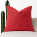 MIULEE Textured Boucle Throw Pillow Cover Christmas Red Accent Solid Lumbar Pillow Case Decorative Soft Pack of 1 Couch Cushion Chair Sofa Bedroom Livingroom Home Decor,18x18 Inch