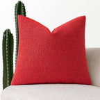 MIULEE Textured Boucle Throw Pillow Cover Christmas Red Accent Solid Lumbar Pillow Case Decorative Soft Pack of 1 Couch Cushion Chair Sofa Bedroom Livingroom Home Decor,18x18 Inch