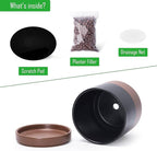 D'vine Dev Set of 2 Plants Pots, 6 Inch Ceramic Planter Pot for Plants with Drainage Hole and Saucer, Black/Speckled Tan, 94-V-C-7