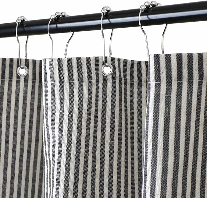 WELTRXE Black and White Shower Curtain, Vintage Shower Curtain Set, Rustic Bathroom Decor, Heavy Duty Fabric Water Repellent with 12 Rust-Proof Metal Hooks for Bathroom Hotel Bathtub, 72x72 Inch