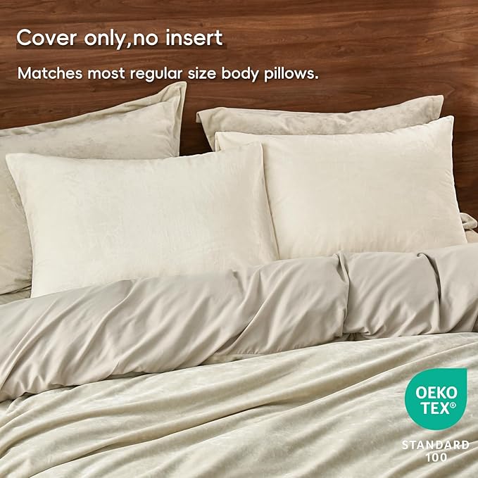 PHF Super Soft Velvet Pillowcases King Size, No Insert, 2 Pack Luxury Cozy Warm Pillow Shams Covers with Envelope Closure, 20" X 36" Cozy Fuzzy Flannel Pillow Case, Cream
