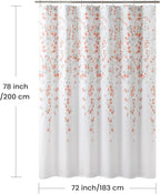Long Fabric Shower Curtain, Orange and Gray Weeping Flower Shower Curtains for Bathroom, Modern White Bathroom Curtains, 72" W x 78" H