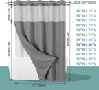 Grey Long No Hook Waffle Weave Shower Curtain with snap-in Liner Replacement, 230GSM Waterproof Fabric Hotel Shower Curtain Set for Bathroom, Through Mesh Top Window,71Wx80H