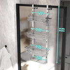 HapiRm Hanging Shower Caddy Organizer - Shower Shelf with 22 Hooks and 2 Toothbrush Holders, No Drilling Adjustable Hanging Bathroom Organizer - Silver
