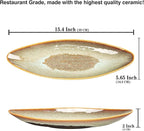 Serving Platter Olives Plate Large Tray Set of 4, For Entertaining Porcelain Trays, Salad, Appetizer, Pasta,Microwave, ovens dishwashers Safe,Brown reactive glaze 15.4 Inch