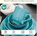 Pearl Dots Stoneware Dinnerware Set (Turquoise, 56pc Set)