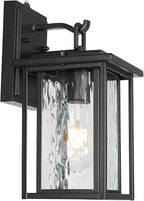 JYZ Dusk to Dawn Outdoor Wall Sconce, 12 Inch Exterior Wall Mount Lantern with Aluminum Frame, Weatherproof Black Porch Light Fixture for Front Door, Garage, Patio, Backyard, Garden JYOWL05