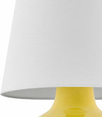BoutiqueRugs Navarro Boho Ceramic Bedside Table Lamp for Bedroom Nightstand and Living Room - Shade Cotton - White, Yellow, Mustard - 13" H