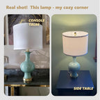21" Green Ceramic Table Lamp, Bedroom Lamps for Night Stands, Farmhouse Bedside Lamps for Bedroom Living Room, Small Nightstand Lamps Desk End Table Lamps, Light Green