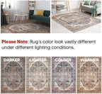 Keen Home Design 5x7 Rug - Machine Washable Area Rug with Non-Slip Backing, Ideal for Living Room, Dining Room, Bedroom - Vintage, Easy Clean, Durable, Low Pile Rug - (5' x 7')