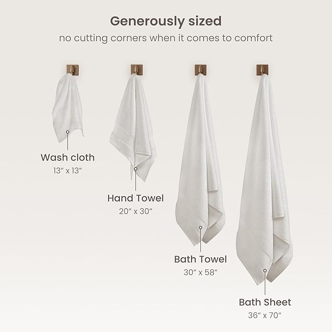 BIOWEAVES 100% Organic Cotton 700 GSM Plush Bath Towels 30" x 58" GOTS Certified - Ivory, Pack of 2