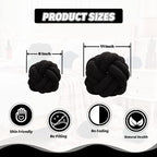 Uvvyui Knot Pillow Ball, Soft Black Home Decor Knotted Pillows, Handmade Round Plush Throw Pillow, Aesthetic & Cute Large Decorative Pillows for Bed, Floor, Couch, Bedroom Home Decor 11 inches