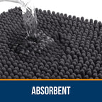 OLANLY Bathroom Rugs 24x16, Extra Soft Absorbent Chenille Bath Rugs, Rubber Backing Quick Dry, Machine Washable Bath Mats for Bathroom Floor, Tub and Shower, Home Decor Accessories, Dark Grey