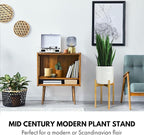 Fox & Fern Adjustable Tall Plant Stand Indoor — 8 to 12 Inch Premium Mid Century Bamboo Plant Stand with Adjustable Width; Plug In Design; Easy to Assemble; Two Heights - For 8, 9, 10, 11 & 12 In Pots