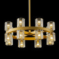 Gold Chandelier Light Fixture Kitchen and Dining, 16-Lights Modern Chandeliers for Dining Room, 18" Farmhouse Kitchen Pendant Lights Over Table, Crystal Wagon Wheel Chandelier(Bulbs Included)