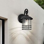 MICSIU Textured Black Outdoor Wall Light 2 Pack, 10 Inch Exterior Wall Lantern Lights with E26 Based Socket， Clear Seedy Glass Exterior Wall Lights for House, Entryway, Home, Patio, Garage, Doorway