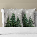 Grey Snowflake Trees Throw Pillow Covers Pack of 2, 18x18 Inch Xmas Tree Snow Winter Decorative Throw Pillowcases Farmhouse Holiday Pillow Cases Decoration for Sofa Couch