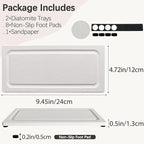 2 PCS Fast-Drying Stone Trays for Bathroom Sink & Kitchen Counter, Water Absorbing Diatomite Sink Coasters, Vanity Tray, Hand Soap Holder with Anti-Skid Pads (9.5" x 4.7" White)