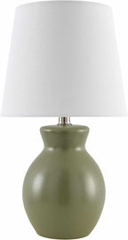 BoutiqueRugs Liliac Boho Ceramic Bedside Table Lamp for Bedroom Nightstand - End Side Lighting for Living Room - Shade Cotton - Green, White - 15" H
