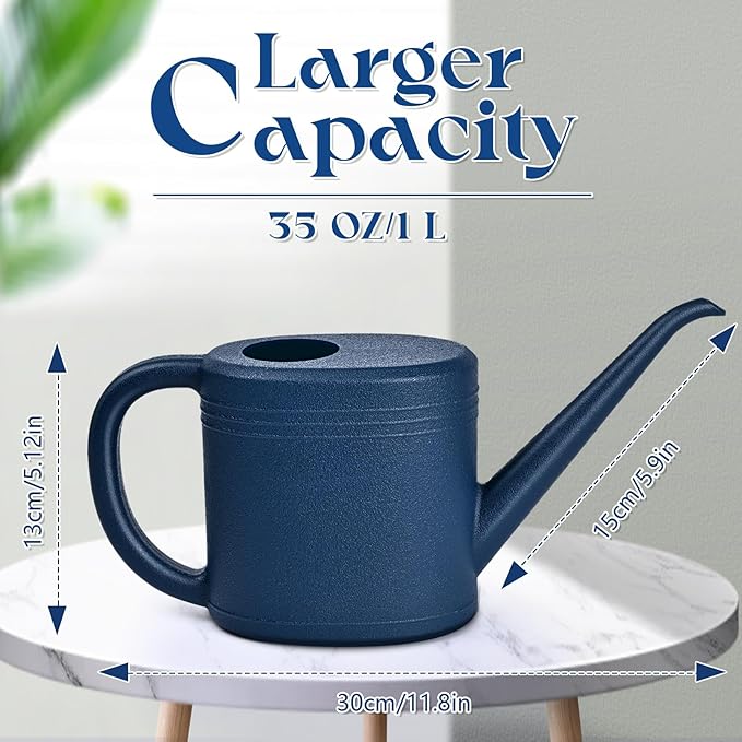 Plant Watering Can for Home Garden - with Long Spout - 1/4 Gallon - Navy Blue
