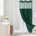 No Hooks Boho Dark Green Woven Fabric Shower Curtain 36 x 74 Modern Farmhouse, Tufted Chevron Striped Shabby Chic Textured, Minimalist Hookless Shower Curtains for Bathroom, Hotel Decor