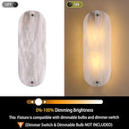 2 Pack 2 Light Oval 14" Alabaster Marble Bathroom Wall Sconce Modern Concise Style Wall Light Fixture,Dark Gray Finish for Bedroom Hallway Bedside