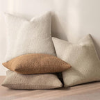 MIULEE 24x24 Decorative Euro Sham Throw Pillows for Bed Set of 2 Textured Boucle Neutral Winter Throw Pillow Covers Khaki Accent Solid Couch Pillowcases Sofa Livingroom Home Decor