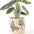 5 Inch Ceramic Plant Pots with Drainage Holes, Small Round Flower Pots for Indoor Plant, Unique Animal Flower Planters (Butterfly)