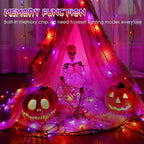 4pk Orange and Purple Solar Halloween Lights Outdoor Waterproof, 400LED 132FT Solar Powered LED String Lights Black Wire with 8 Modes, Solar Fairy Lights for Halloween Horror Party Tree Wedding Decor