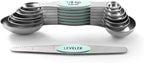 Spring Chef Stainless Steel Magnetic Measuring Spoons Set of 8 with Leveler, Metal Teaspoon & Tablespoon Measuring Spoons, Fits in Spice Jars, Kitchen Gadgets for Baking & Cooking - Set of 2 - Mint