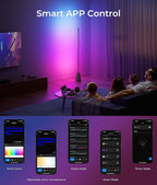 Corner Floor Lamp, RGBCW Smart Floor Lamp, 16 Million Colors, Music Sync, 1500lm, 2700-6500K, LED Corner Lamp with Alexa & Google Compatible, Led Floor Lamps for Living Room Bedroom Gaming