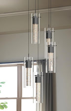 Alice 5-Light Chandelier Pendant Ceiling Light, Integrated Led and Bubble Glass, for Kitchen Island, Hallway, Entryway, Passway, Dining Room, Bedroom, Balcony Living Room (Black)