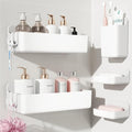 Nieifi Adhesive Wall Shelf, Shower Sheves 5 Pack with Soap Holder, Shower Organizer for Bathroom Organization, White