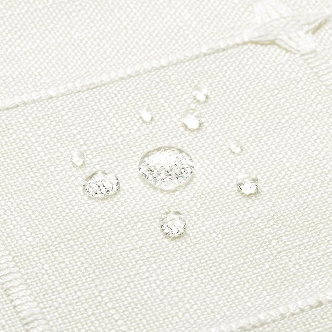 MitoVilla Cream White Boho Extra Long Shower Curtain 72 x 84, Modern Farmhouse 84 inch XL Polyester Linen Texture Tassel Fabric Shower Curtain Set with Hooks for Country Bathroom Decor, Ivory