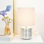 Lampwell Beno Small Table Lamp for Living Room as Bedside Table Lamp for Bedroom,Modern Ceramic Table Lamp,Kids Table Lamp,Night Table Lamp,Φ6.3×H11.81IN,Bulb Excluded,Off White Chrome Table Lamp