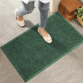 Sturdy Front Door Mat, Absorbent Muddy Dirt Resist Welcome Door Mats Outdoor Indoor, Stain and Fade Resistant, Non-Slip Rubber Backing Low Profile Doormat for Entryway, 30×17, Green